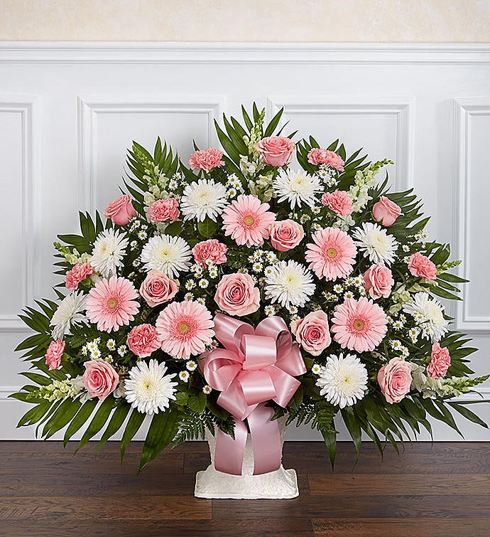 Heartfelt Tribute™ Floor Basket- Pink & White